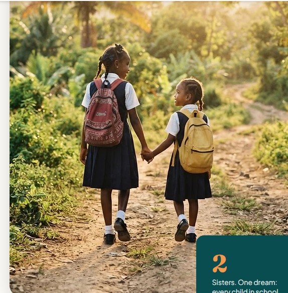 Two sisters walking to school together